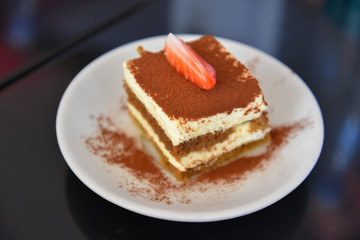 Italian Tiramisu  Dessert in the Plate 