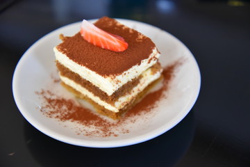 Italian Tiramisu  Dessert in the Plate 