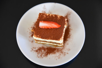 Italian Tiramisu  Dessert in the Plate 