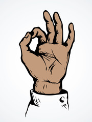 Hand shows OK. Vector drawing