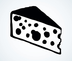 A slice of Dutch cheese. Vector drawing