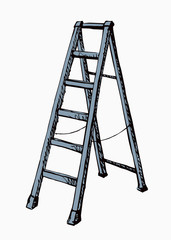 Folding stepladder. Vector drawing icon
