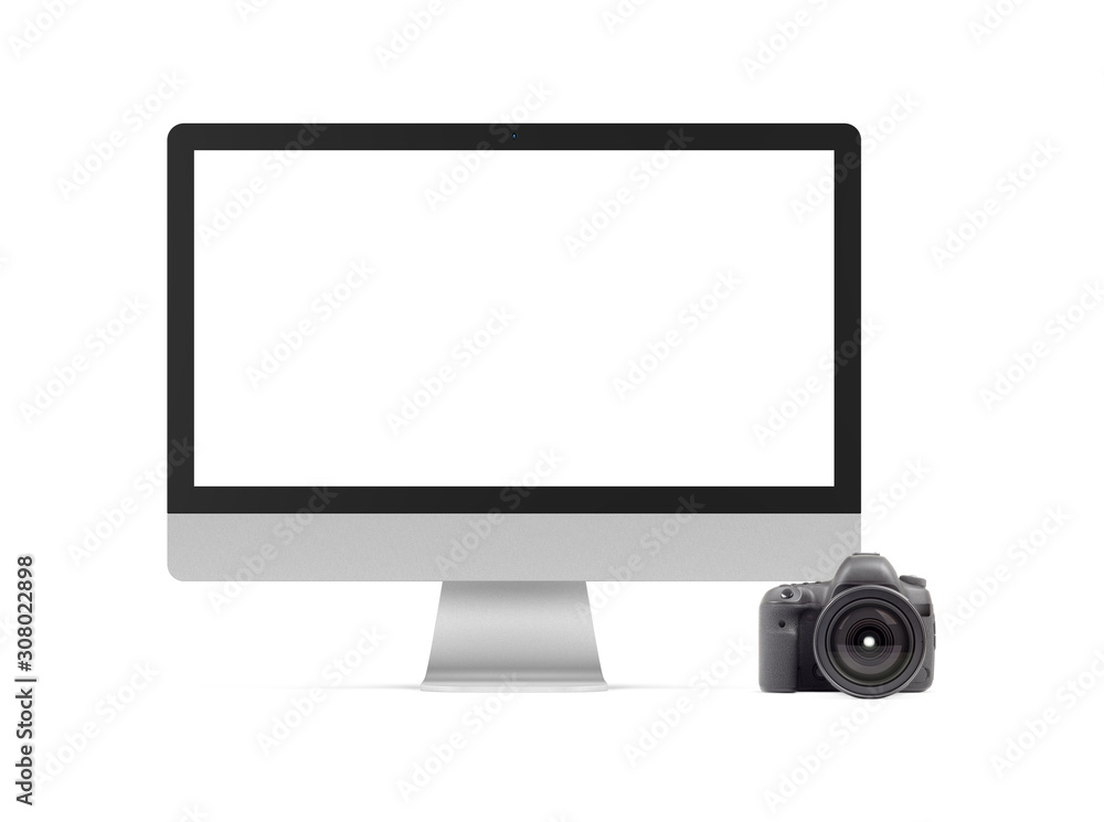 Poster computer and dslr photo camera graphics element
