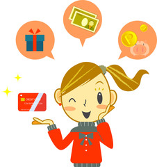 お得なキャッシュレス生活　アニメキャラ女子