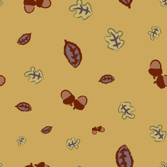 Fall pattern with leaves and acorns.