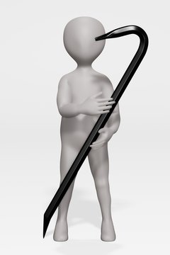 3D Render of Cartoon Character with Crowbar