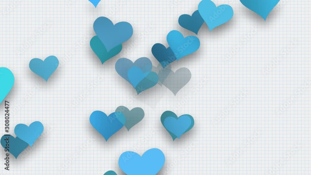 Poster school notebook with flying hearts heart graphics in a notebook background