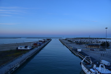 Pescara River at Sunset, View From the Bridge
