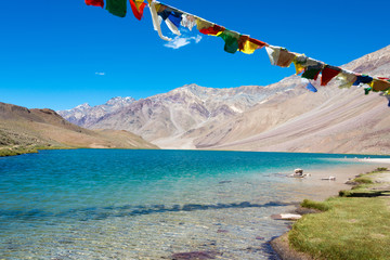 Himachal Pradesh, India - Sep 04 2019 - Chandra Taal (Moon Lake) in Lahaul and Spiti, Himachal...