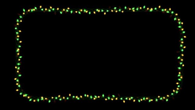 Blinking Christmas lights typeface with separate alpha channel, the character  FRAME