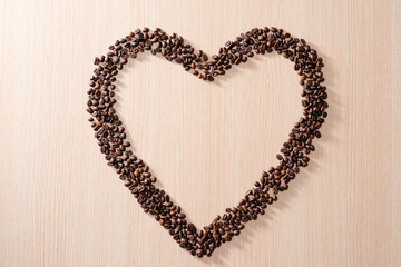 Heart shape with coffee beans