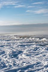 Snowy coast of Baltic sea in winter.