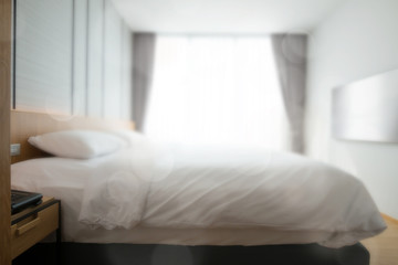 Fototapeta na wymiar blur vision hotel bedroom