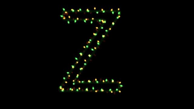 Blinking Christmas lights typeface with separate alpha channel, the character  Z
