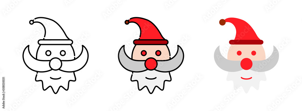 Poster santa claus icon set isolated on white background for web design