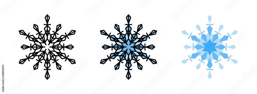 Poster snowflake icon set isolated on white background for web design