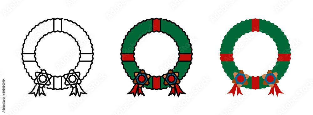 Poster wreath icon set isolated on white background for web design
