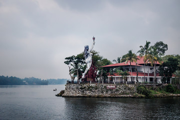 Naklejka premium Goddess of Light Statue at the Valiyavila Golden Lake Resort, Kollam, Kerala, India