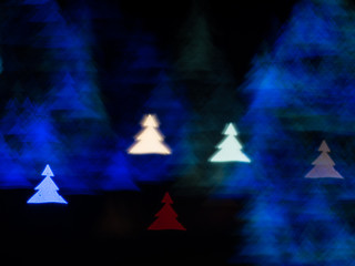 Defocused blue and white Christmas tree shape Abstract background texture stock photo