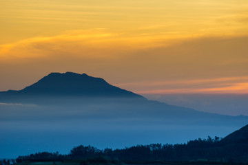 sunrise sunset in the mountains