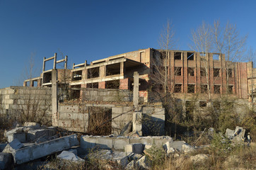 Abandoned construction site of hospital. Abandoned at 1991,during Ukrainian undependence crisis. Kiev,Ukraine