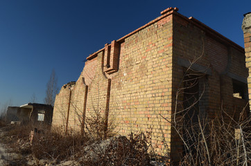 Fototapeta premium Abandoned construction site of hospital. Abandoned at 1991,during Ukrainian undependence crisis. Kiev,Ukraine