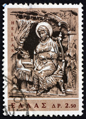 Postage stamp Greece 1966 Virgin, wood carving