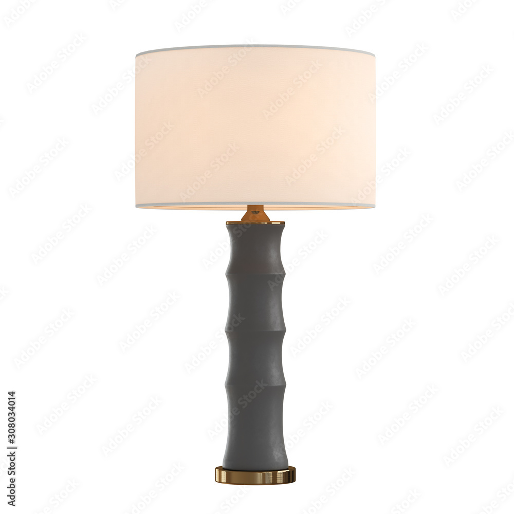 Poster decorative table lamp with a light pink lampshade on an isolated background. 3d rendering