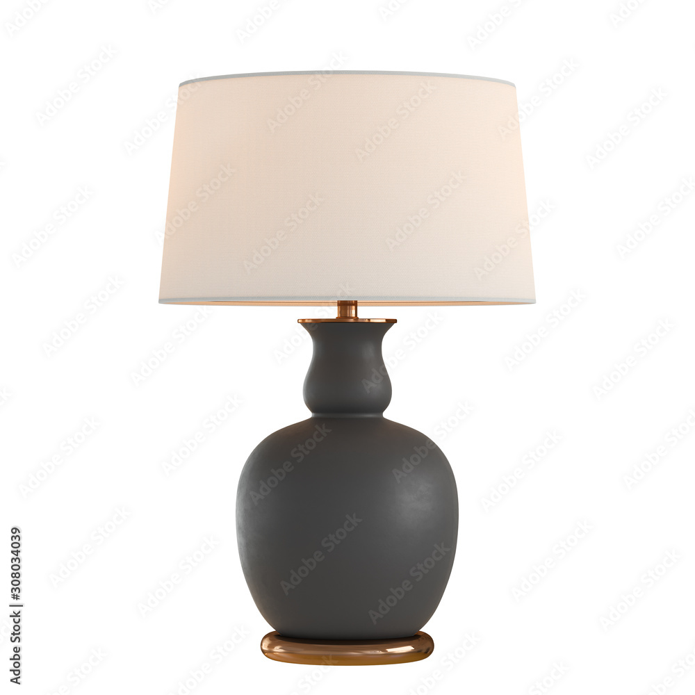 Aufkleber decorative table lamp with a light pink lampshade with black ceramic base on an isolated background.