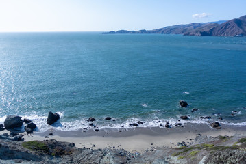 San Francisco/ United states of America, USA-September 30th 2019: Aerial view on golden gate overlook 