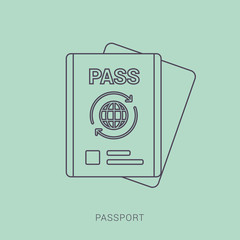 Passport with tickets. Air travel concept. Flat Design citizenship ID for traveler isolated.