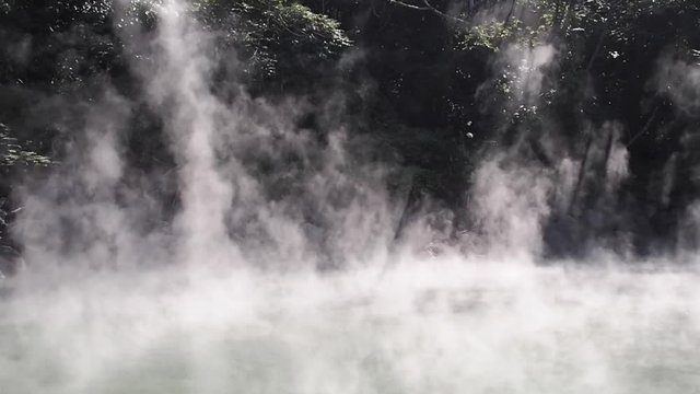 Outdoor steamed thermo hot spring natural seen in Taiwan 