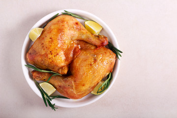 Chicken legs roasted with lime and rosemary