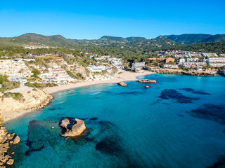Fototapeta na wymiar Ibiza beahes. Cala Tarida Beach, Ibiza. Spain.