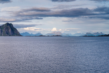 harsh skyline of Lofoten coast , near Svolvaer, Lofoten, Norway