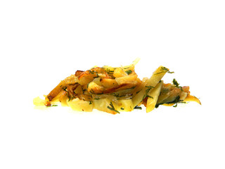 fried potatoes isolated on white background