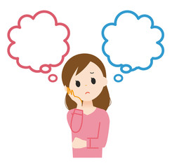 女性　吹き出し　考える