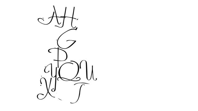 Stylish letters sets, calligraphy and lettering concept. Composition of characters self drawing. Copy space. Artistic background. 