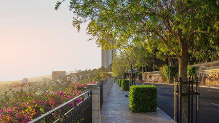 Louis Promenade in the City of Haifa. Travel to Israel and Tourism Concepts.