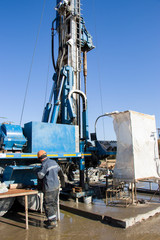 Fototapeta na wymiar Drilling rig. Drilling deep wells. Coring. Industry. Mineral exploration.