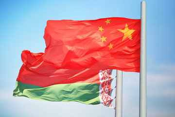 Flags of China and Belarus