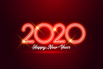 happy new year 2020 red neon style background