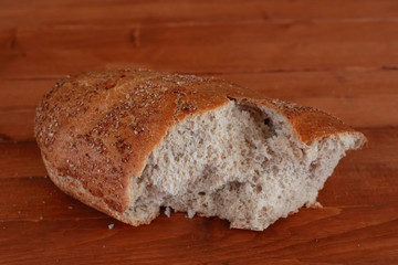 rustic bread on a wooden table	