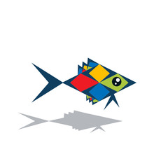 Colorful geometric fish. Illustration of a colorful geometric fish on a white background.