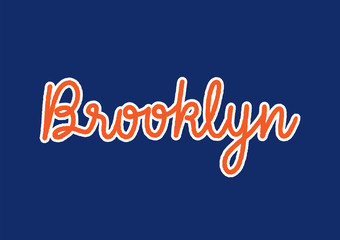 Brooklyn hand lettering with orange and white colors