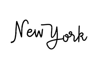 New York hand lettering on white background