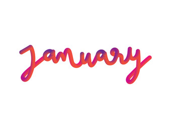 January hand lettering with colorful 3d effect
