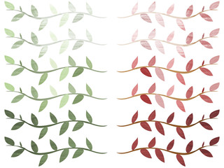 夏と秋の葉っぱのフレームライン