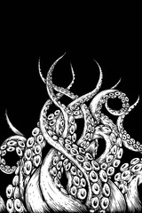 The monster from deep sea on black background  © saranya