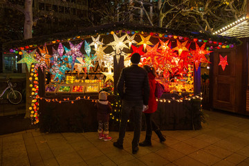 Christmas stars at christmas market